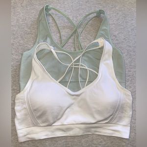 Cross back sports bra - White & light green